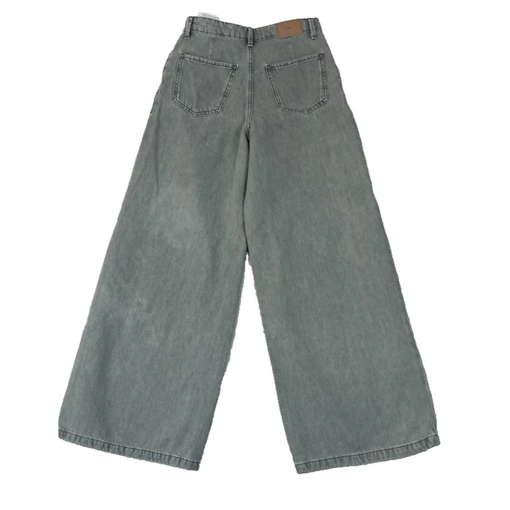 Zara Jeans Women's Size 0 Gray Medium Wash High Rise Wide Leg Pleated